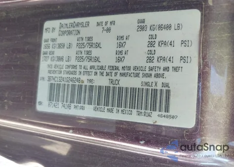 2001 Dodge Ram 1500 St from USA, damaged, VIN 3B7HC13Z41G246248